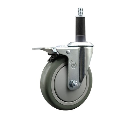 Service Caster 5'' Gray Poly Swivel 1'' Expanding Stem Caster Total Lock Brake SCC-EXTTL20S514-PPUB-1